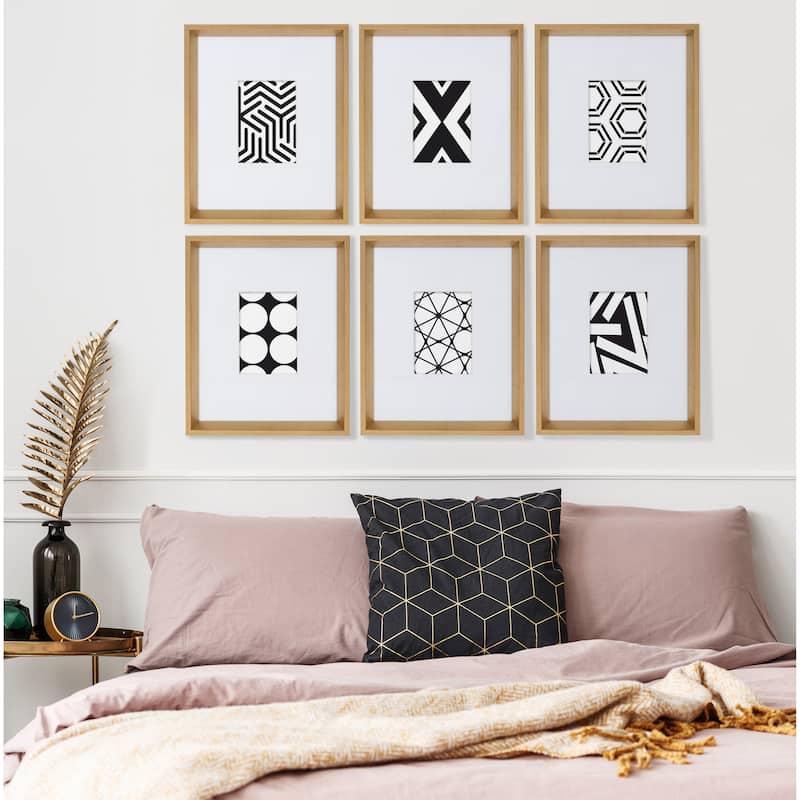 Kate and Laurel Calter 6 Piece Framed Black and White Print Art Set
