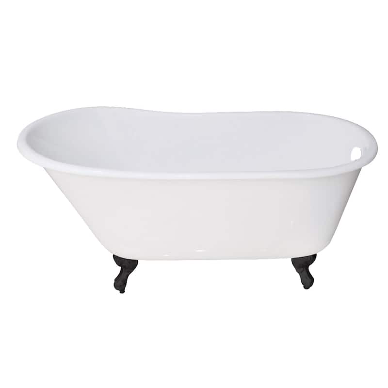 Kingston Brass Aqua Eden 53" Clawfoot Cast Iron Soaking Tub with - White / Matte Black