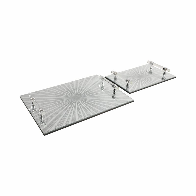 Decorative Pattern Glass Tray with Handles - Chic Home Decor - Accent Tray