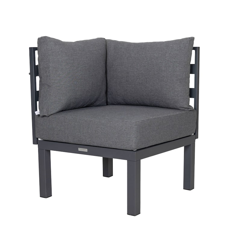 Outdoor 7-Piece Patio Sectional Set Aluminum Frame W/ Fire Pit Table