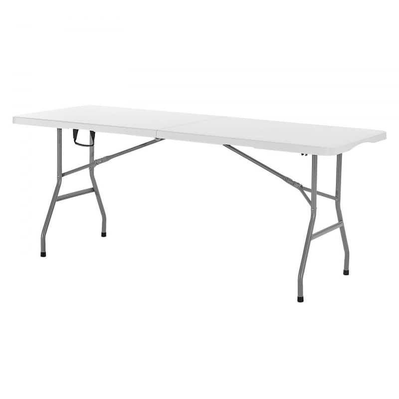 6ft White HDPE Folding Portable Camping Table with Carbon Steel Legs for 4-6 Person for Picnic or BBQ