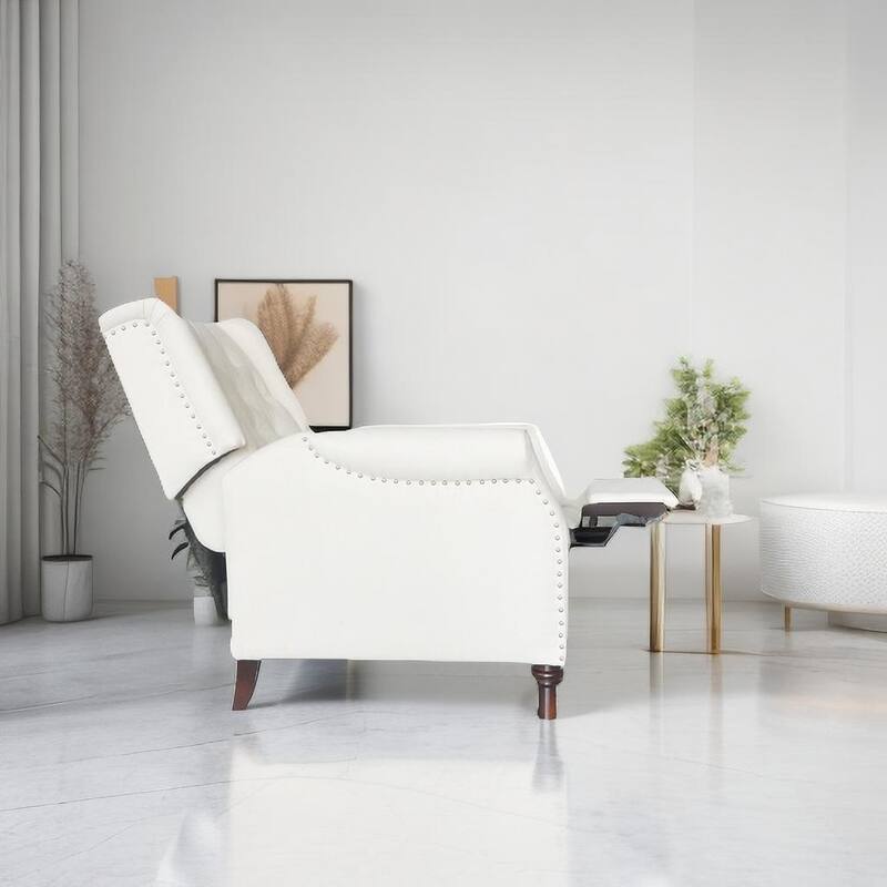 Modern Fabric Recliner Armchair With Adjustable Back and Padded Cushion