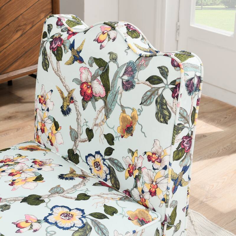 Roomfitters Floral Flannel Accent Chair with Pillow, Armless Upholstered Lounge Chair with Soft Cushion for Living Room