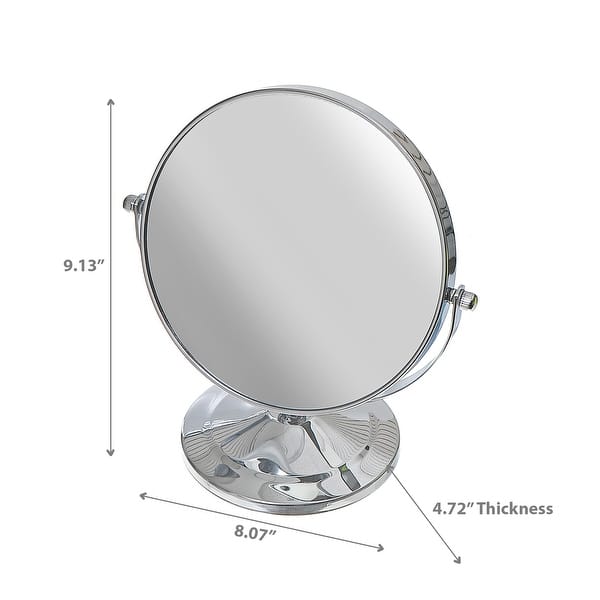 Chrome Plated 2 Sided Swing Round Mirror On Pedestal 5 X Magnify