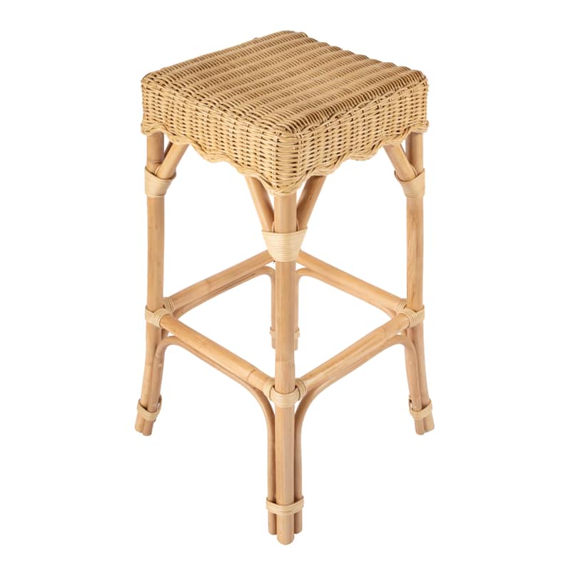 Flora Rattan Scalloped Bar Stool