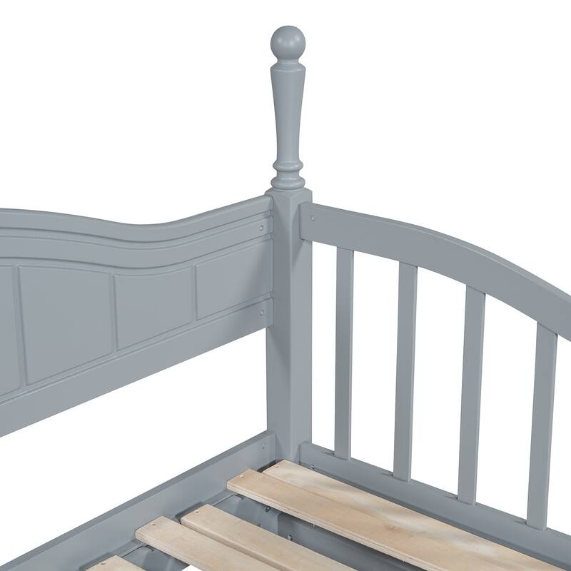 Platform Daybed with Extendable Trundle, 2 Drawers, 4 Bed Posts, Twin