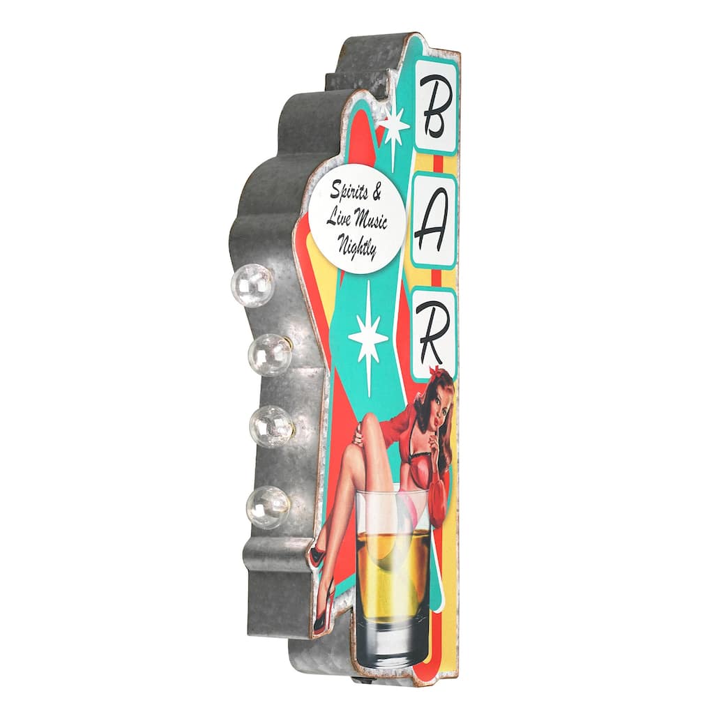 Metal LED Bar Spirits and Nightly Marquee Wall Sign - 24" x 10" x 3"