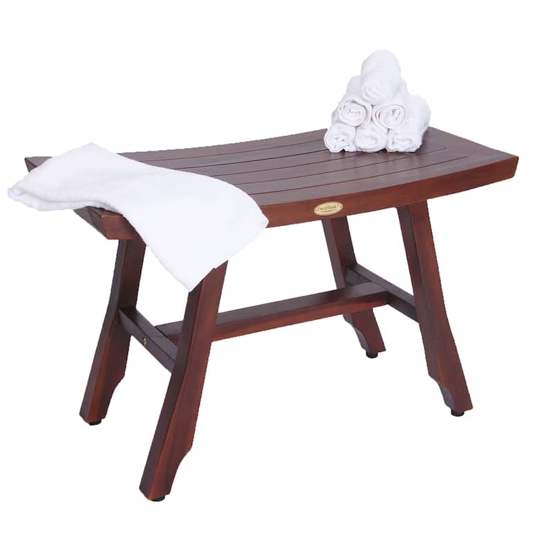 DecoTeak Satori Woodland Brown 28" Teak Wood Shower Bench