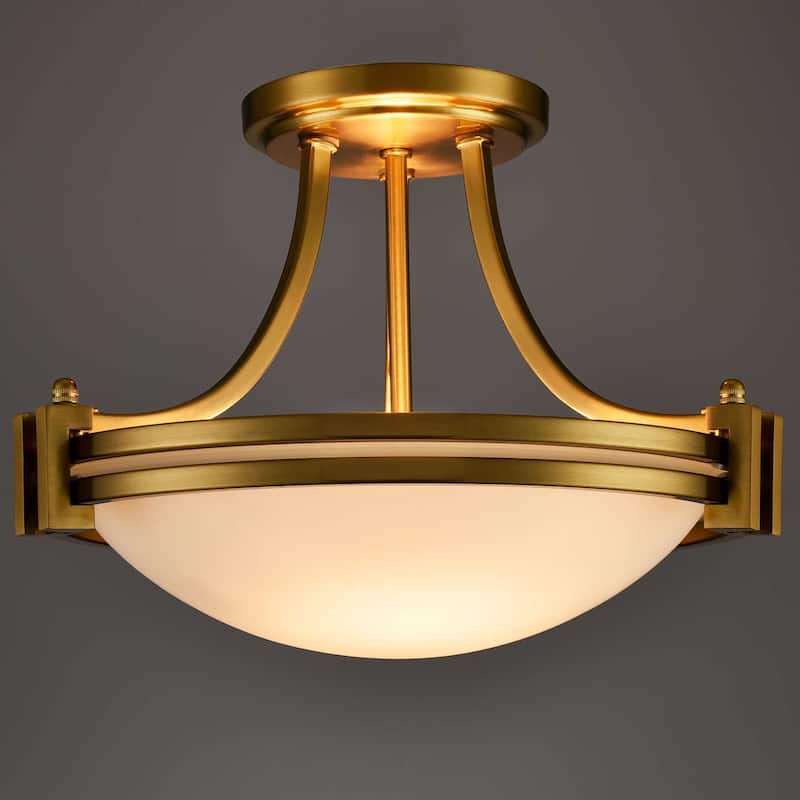 Manarola Semi Flush Mount Ceiling Light Milk Glass Shade 2-Bulbs