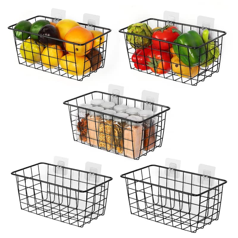 5 Pack Hanging Storage Basket, Bathroom Basket for Cabinet Storage