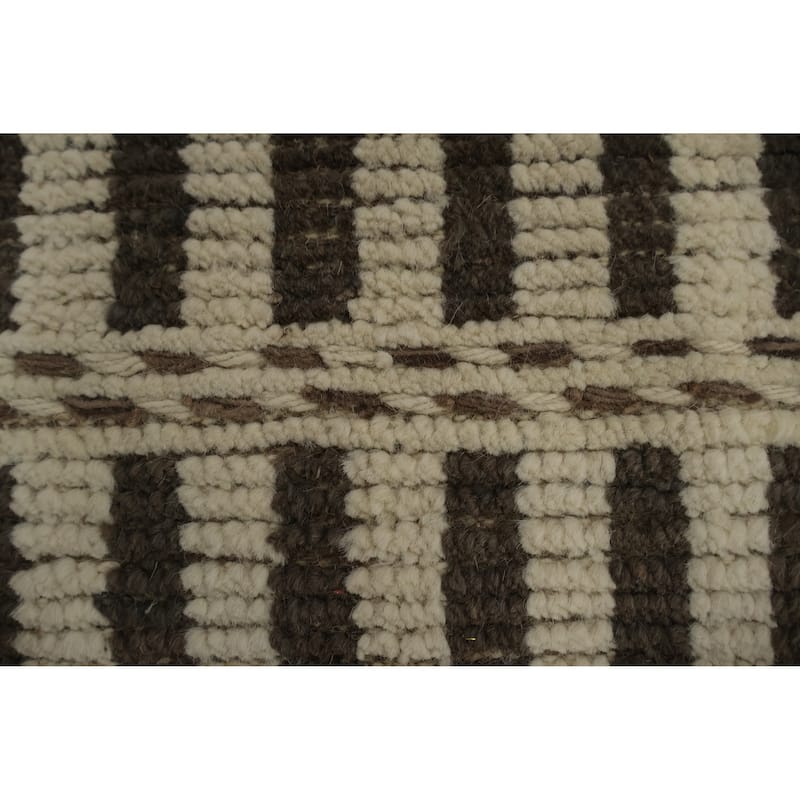 Hand Knotted Oriental 100% Wool Carpet Modern All-Over Beige & Ivories Moroccan Area Rug - 12' 4'' X 8' 10''