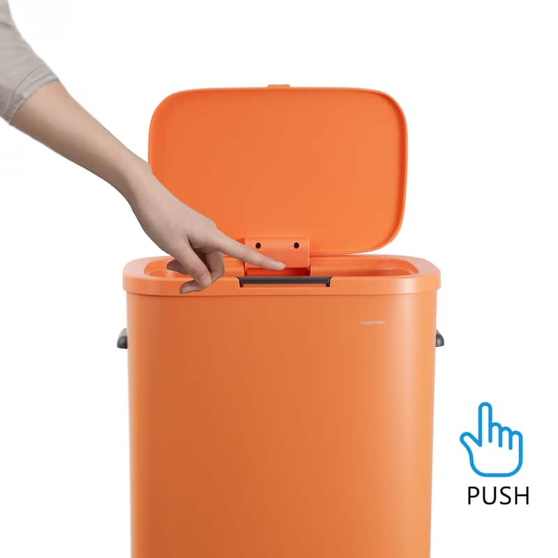 happimess Tammi Kitchen 14.5-Gallon Slim Metal Push Button Trash Can