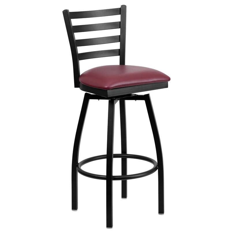 2 Pack Hercules Series Ladder Back Swivel Metal Barstool - 16.5"W x 20.5"D x 44.5"H - 16.5"W x 20.5"D x 44.5"H