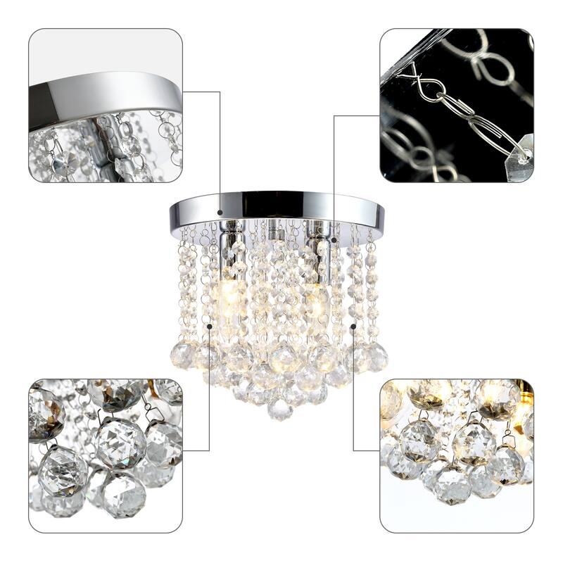 Crystal Flush Mount Ceiling Light Crystal Chandeliers with Crystal Pendant E12 - 2-Light