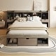 preview thumbnail 1 of 22, Queen Size Platform Bed with Drawer and Multi-Storage Headboard, Wooden Bed Frame with Cabinet, No Box Spring Required, Grey Grey
