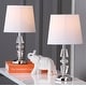 preview thumbnail 1 of 5, SAFAVIEH Lighting 15-inch Crescendo White Shade Tiered Crystal Table Lamp (Set of 2) - 9"W x 9"D x 16"H