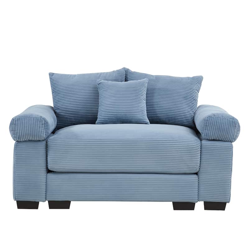 Oversized Chaise Lounge Corduroy Chair Indoor Single Sofa with Ottoman for Living Room Bedroom