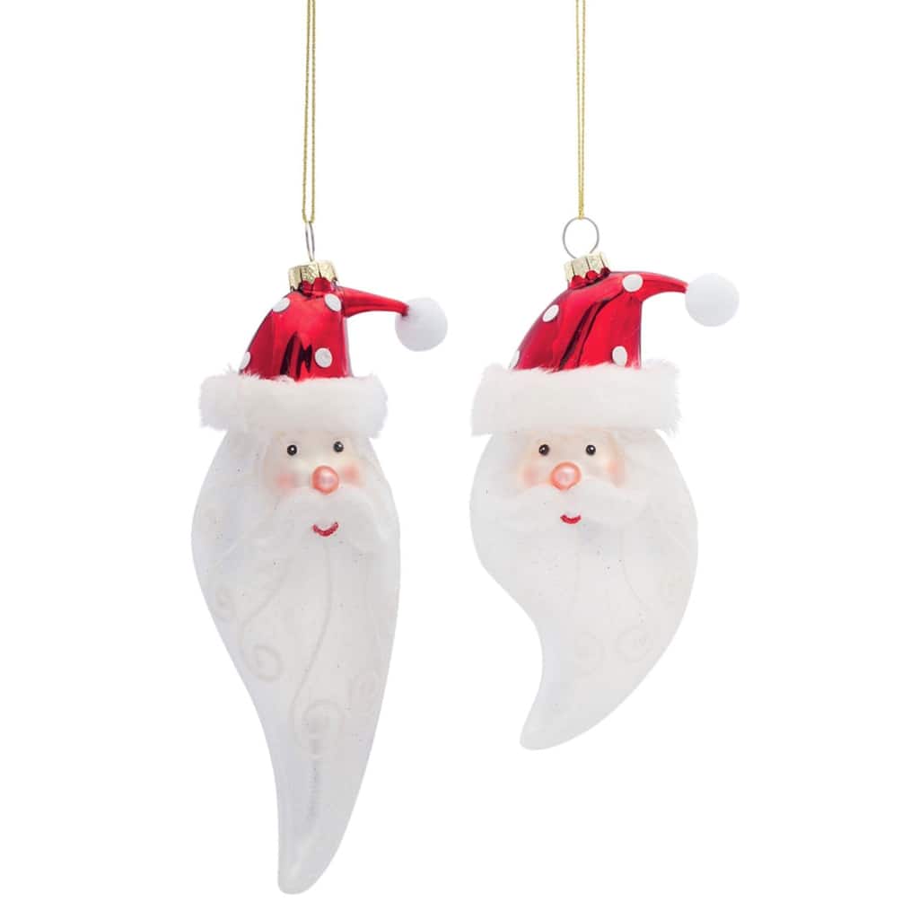 Santa Head Christmas Ornaments - 7" - Set of 2