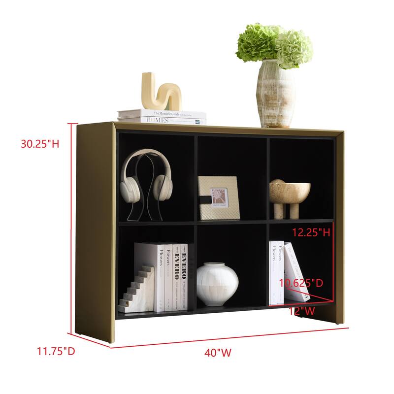 Ethan Contemporary Wood 6-Shelf Bookcase with Open Cubby Storage