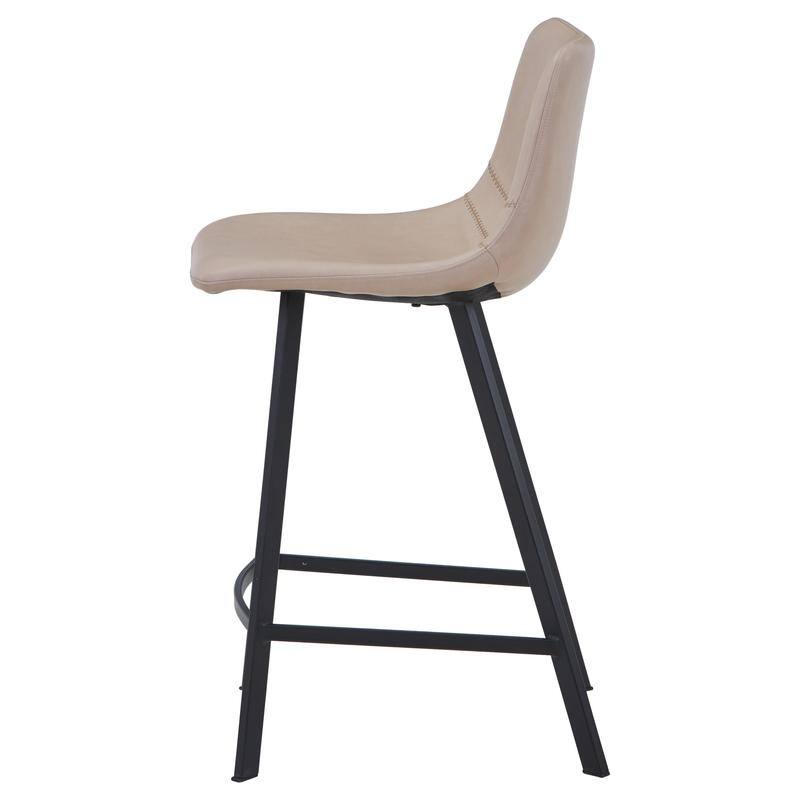 Elland Modern Minimalist Leather Upholstered Bar Stool with Accent Black Metal Base and Back Support for Home Bar or Kitchen