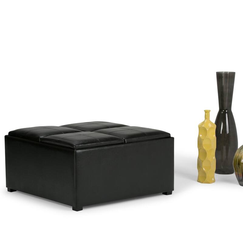 WYNDENHALL Franklin Wide Contemporary Table Ottoman - 35"w x 35"d x 18"h - Midnight Black