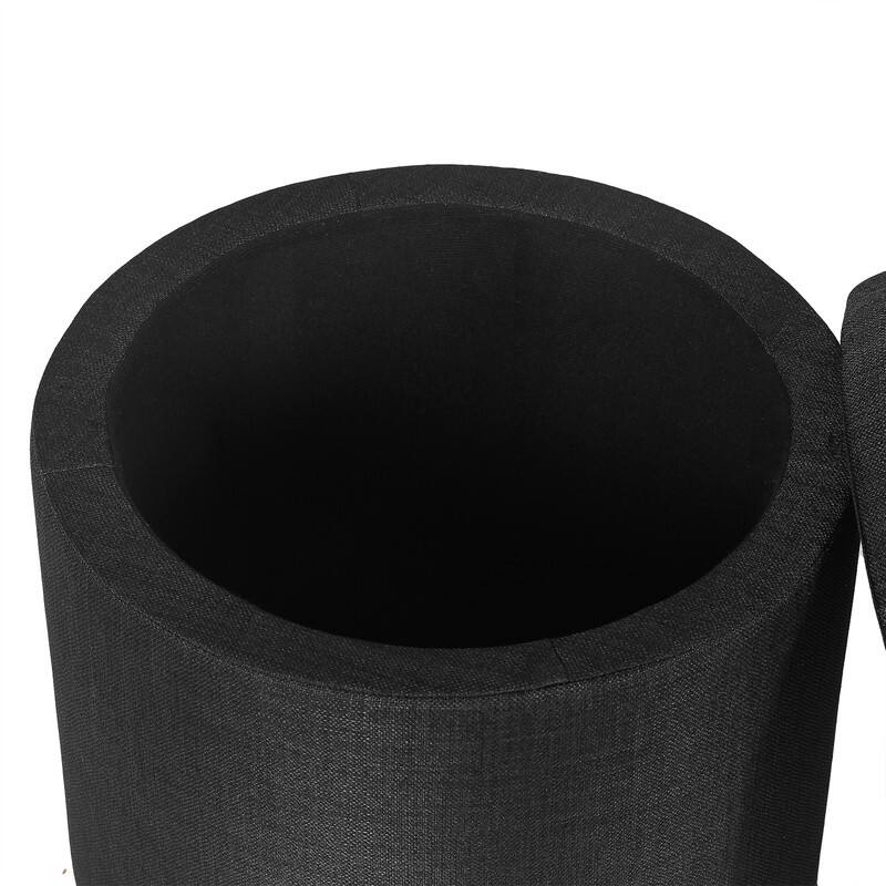 Adeco Round Storage Ottoman, Fabric Stool Footrest with Removable Lid