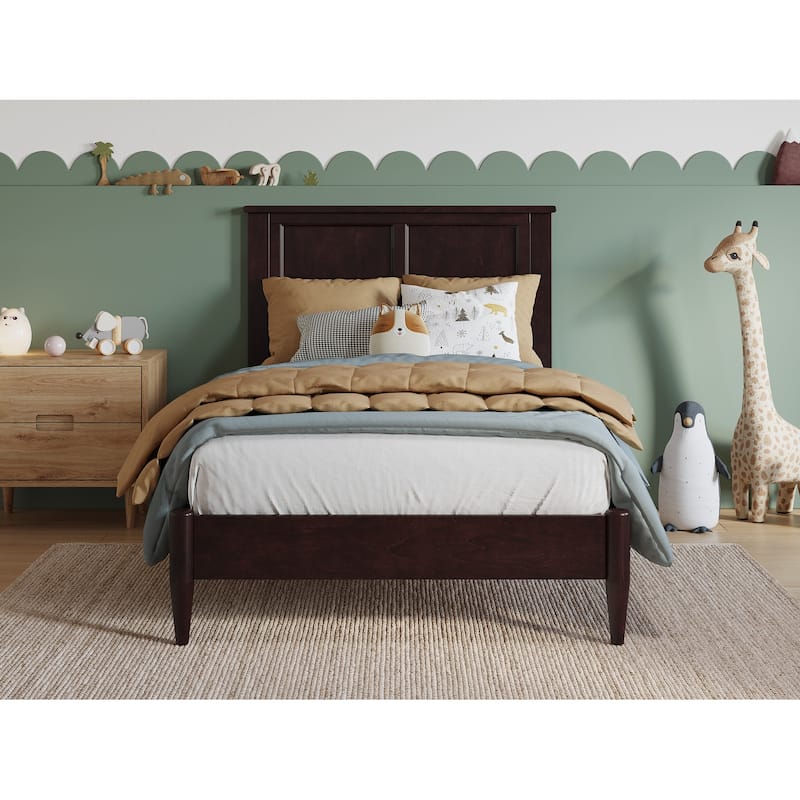 Solid Wood Low Profile Platform Bed - Twin Size Bed Frame, Espresso Finish