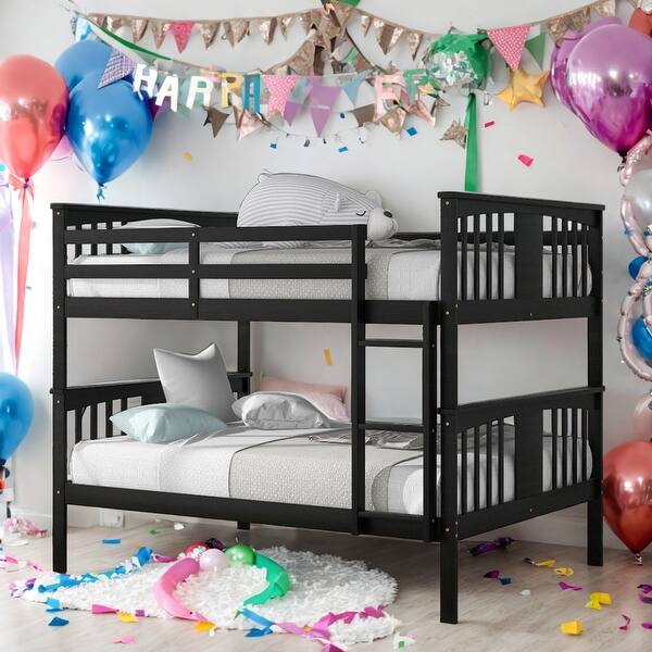 slide 2 of 13, Modren Full over Full Bunk Bed With Ladder For Bedroom,Guest Room Furniture for Bedroom Espresso