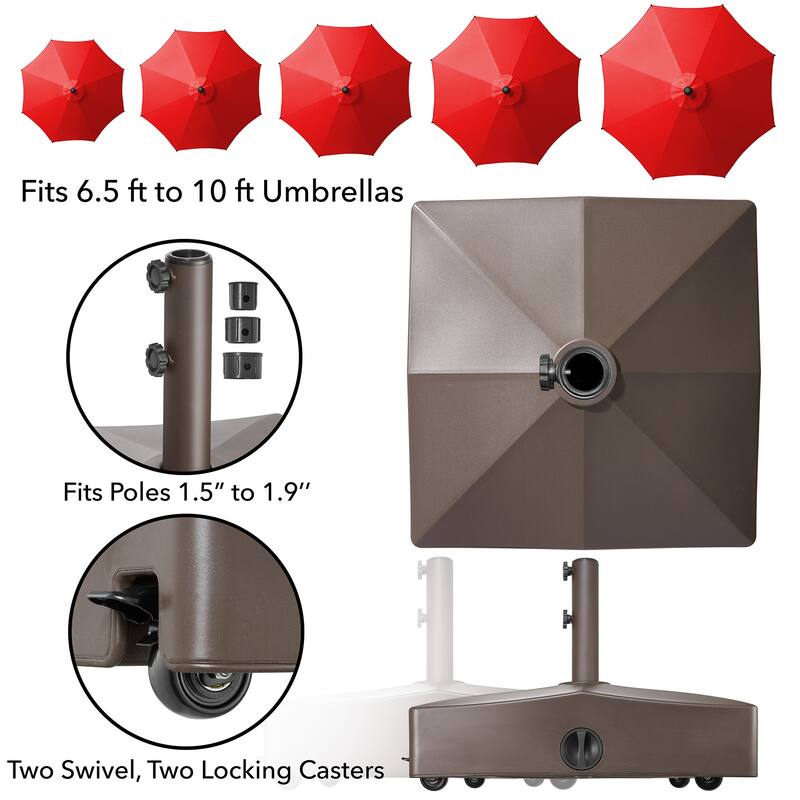 Fillable Mobile Umbrella Base Stand w Wheels for Patio Lawn Deck - 24"