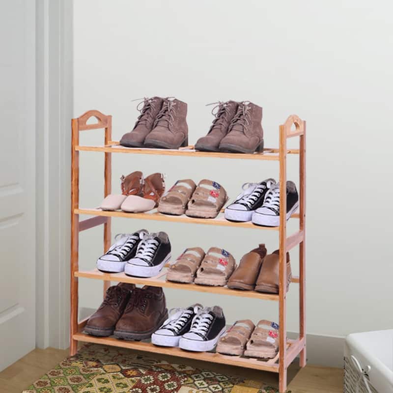 4-tier Natural Finish Bamboo Shoe Rack