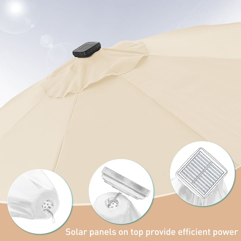 Ainfox 10ft Patio Umbrella with Lights Outdoor Solar Umbrella