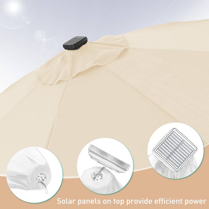 Autlaycil 10ft Solar LED lights Outdoor Patio Umbrella With Base