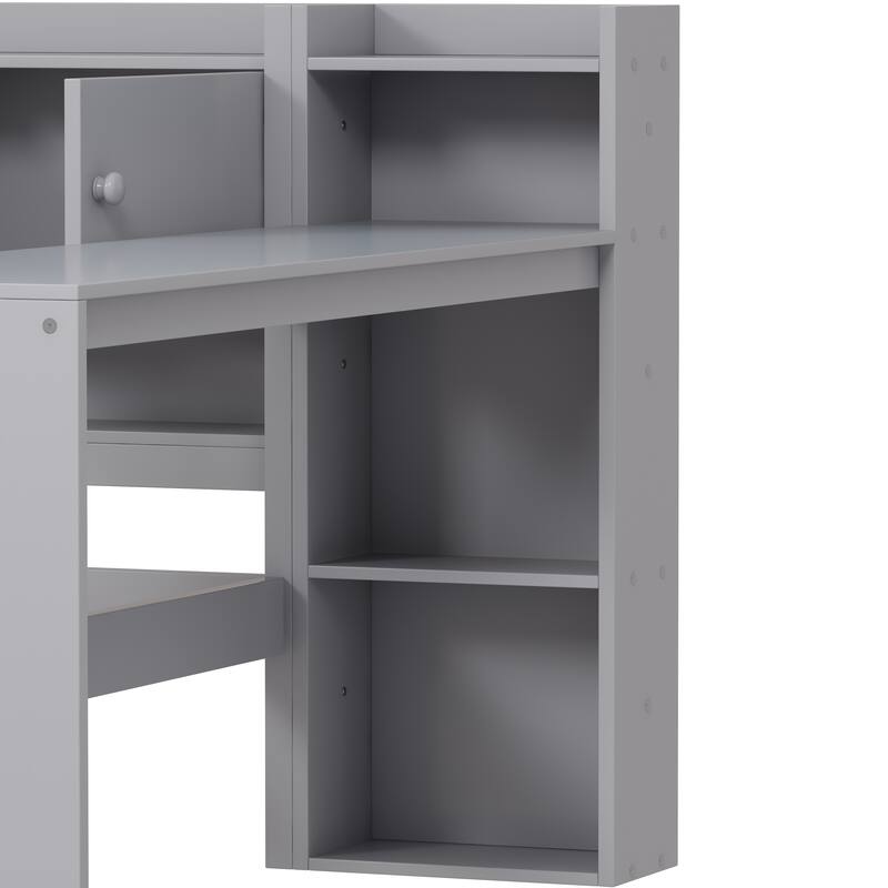 Multi-functional Daybed with Storage Cabinets and Storage Drawers,Study Desk and Built-in Bookshelf
