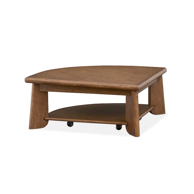 Magnussen Home Tanner Tawny Brown Pie Shaped Lift Top Cocktail Table with Casters - 38''W x 38''D x 16.5''H