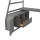 preview thumbnail 84 of 83, Wooden Loft Bed with 7 Storage Drawers and Bulit-in Desk, Twin/Full Size Loft Bedframe with Storage Shelves and Cabinet