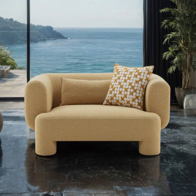 Furniture of America Nyxel Modern 57-inch Yellow Fabric Arm Chair with Pillows