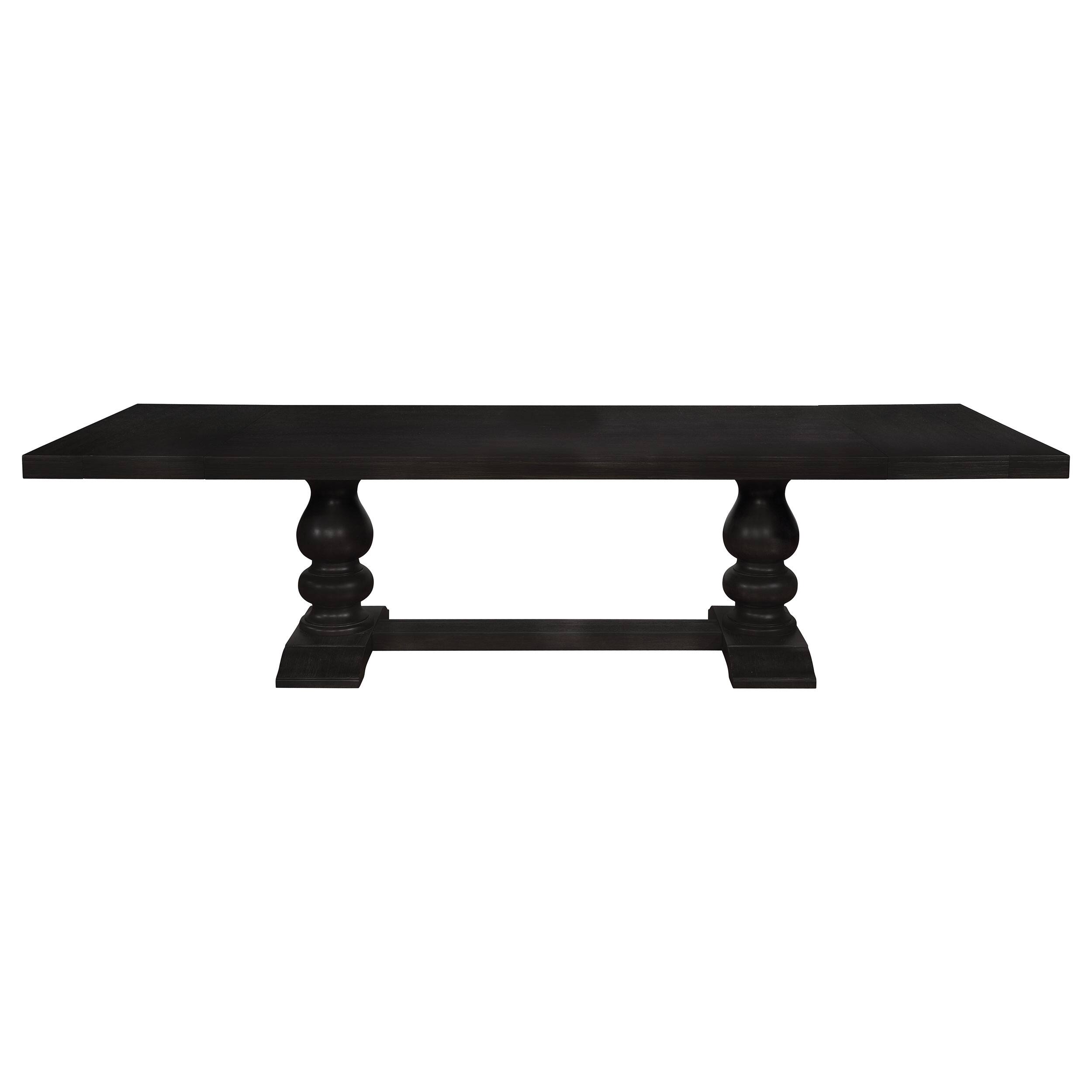Phelps Distressed Noir Rectangular Trestle Dining Table Set