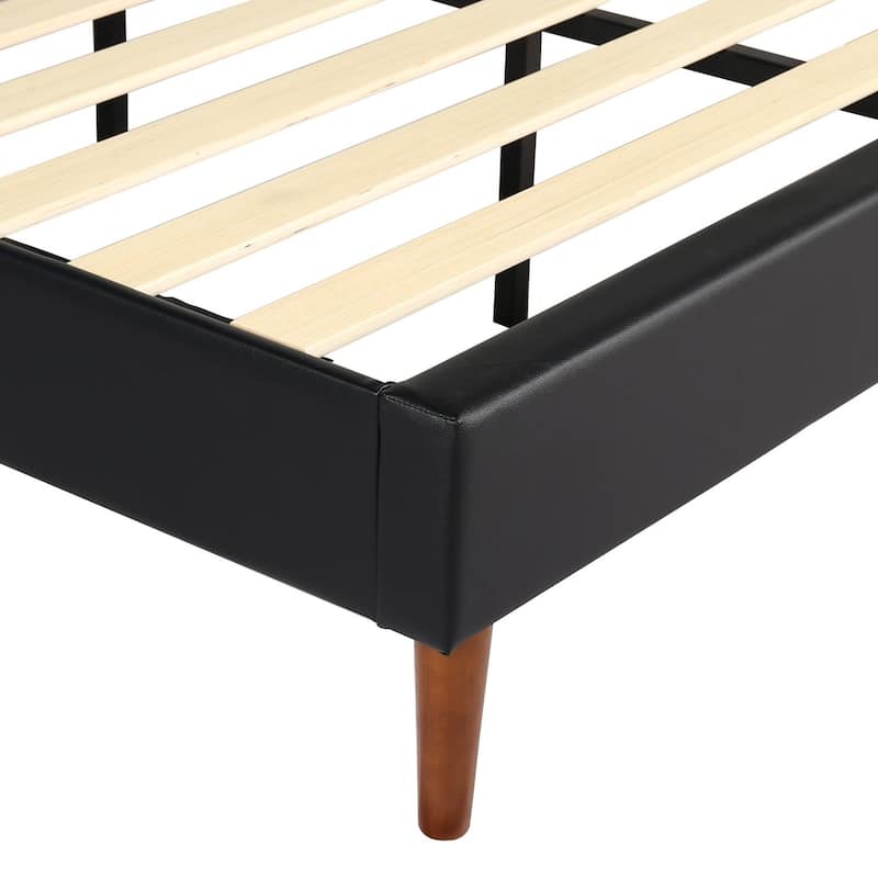 Taomika 3-Pieces Faux Leather Upholstered Platform Bed and Nightstands Sets