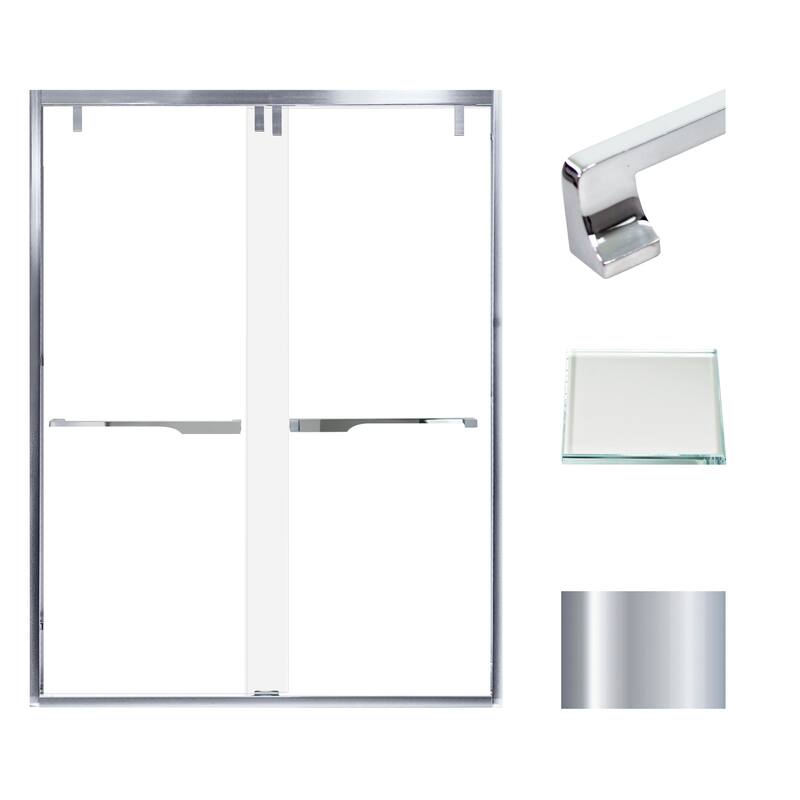 Transolid EBPT608010L-J 80" High x 60" Wide Bypass Frameless Shower - Polished Chrome