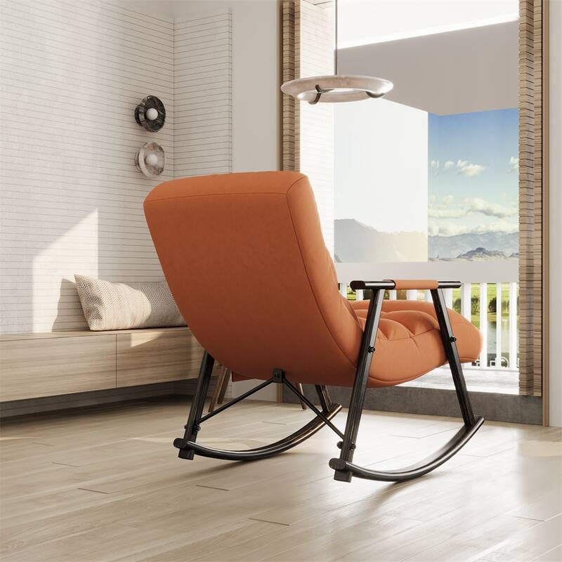 Folding Rocking Upholstered Chair with Adjustable Back and Footrest