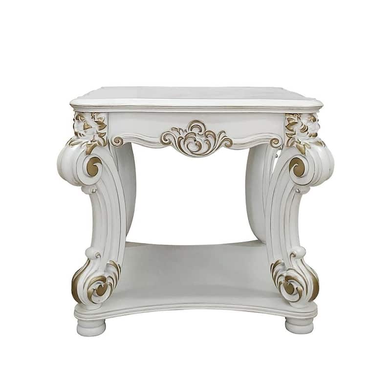 HomeRoots 26" Antique Pearl Manufactured Wood Square End Table - 31