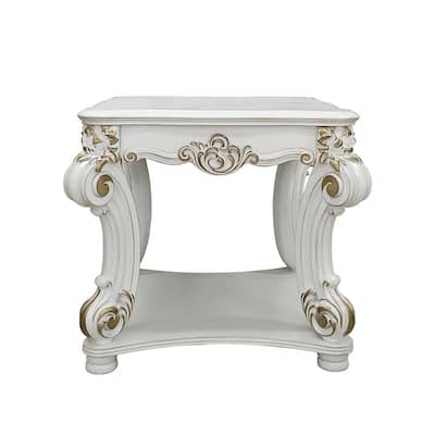 HomeRoots 26" Antique Pearl Manufactured Wood Square End Table - 31