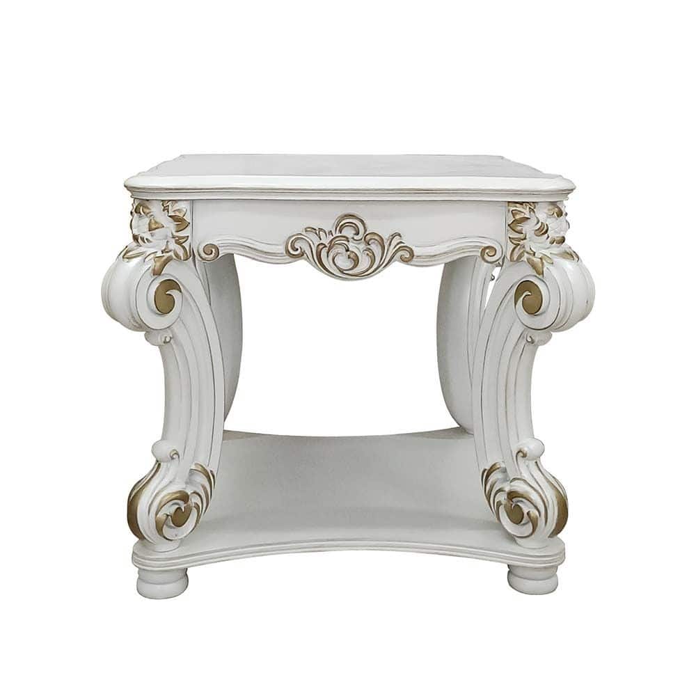 HomeRoots 26" Antique Pearl Manufactured Wood Square End Table - 31