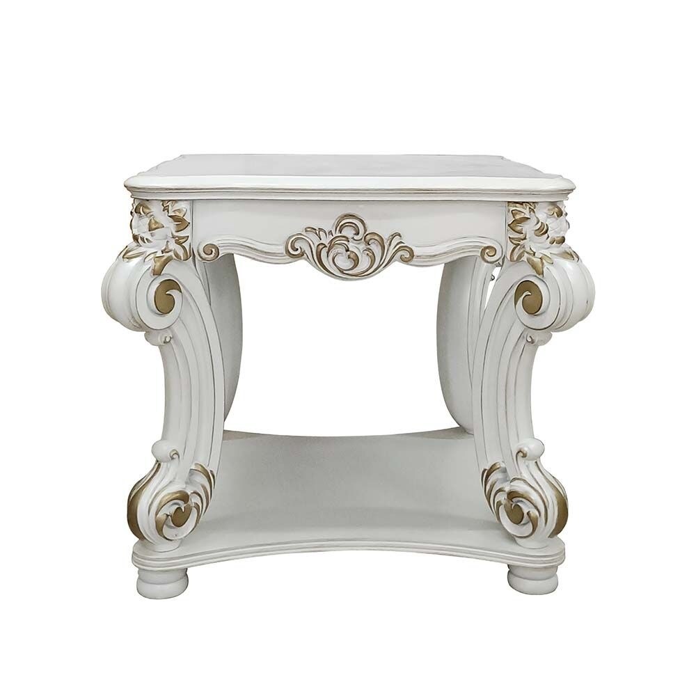 HomeRoots 26" Antique Pearl Manufactured Wood Square End Table - 31