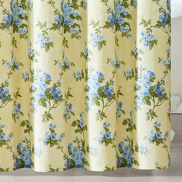 Laura Ashley Cassidy Cotton Yellow Shower Curtain Overstock 32822893 Laura ashley terracotta and cream striped pinchpleat curtains. laura ashley