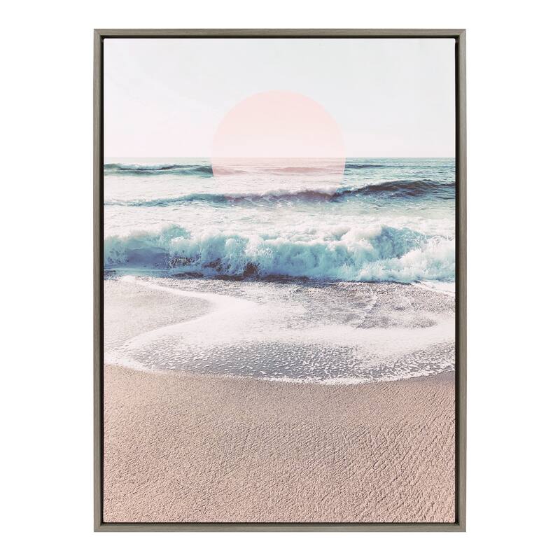 Kate and Laurel Sylvie Sand and Sun Framed Canvas by Dominique Vari - 28x38 - Plastic - Grey