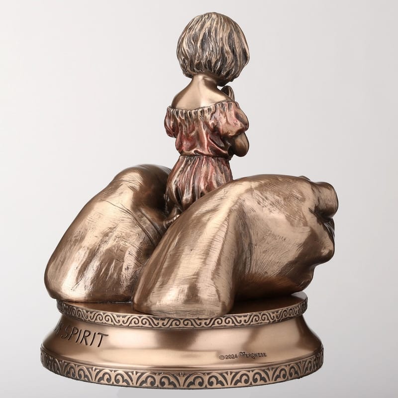 5.71 inches Height Cold Cast Bronze Little Girl Kneeling Prayer Into Bronze Finish Figurine