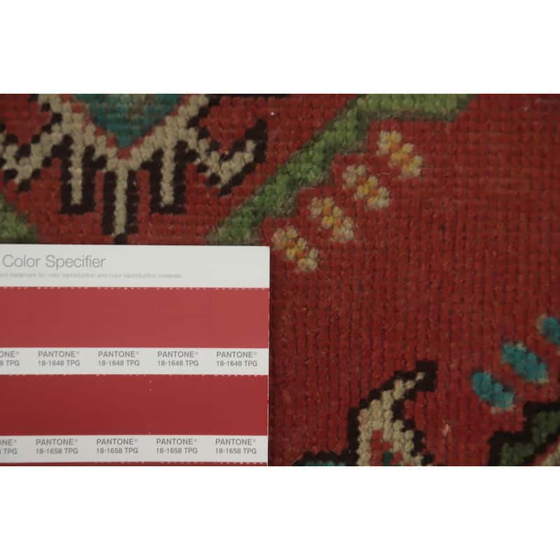 Hand Knotted Oriental 100% Wool Carpet Traditional Geometric Oranges & Rust Tabriz Runner Rug - 16' 2'' X 3' 1''
