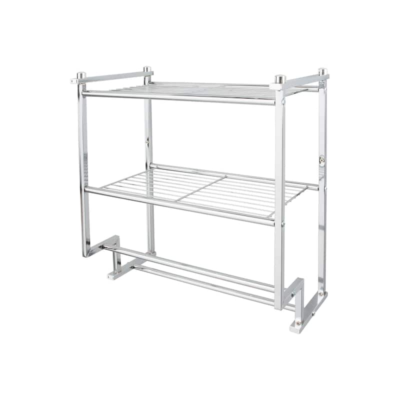 Organize It All 2 Tier Wall Mounted Shelf with Towel Rack - 17.6x9.6x18.2