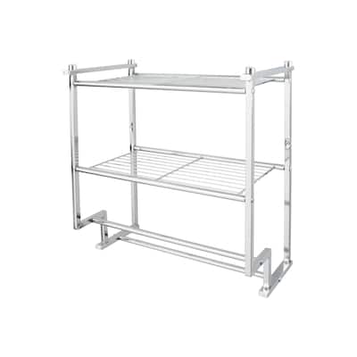 Organize It All 2 Tier Wall Mounted Shelf with Towel Rack - 17.6x9.6x18.2